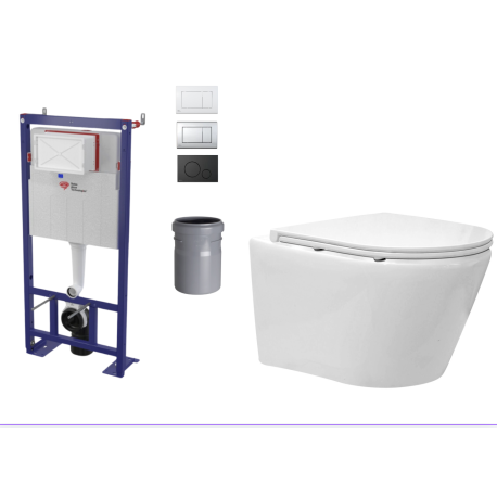 Pack WC : Bâti SATAMS + WC Project blanc + fixations + plaque