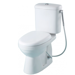 WC à poser sortie horizontale & douchette intégrée Niagara SH en céramique, Blanc