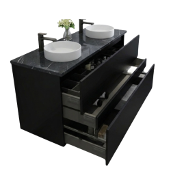 Meuble & lavabo 120cm Kobe, Noir laqué/mat
