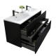 Meuble & lavabo 120cm Kobe, Noir laqué/mat
