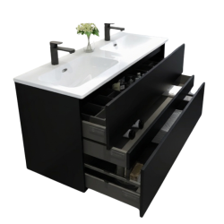 Meuble & lavabo 120cm Kobe, Noir laqué/mat