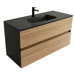 Meuble & lavabo 120cm Kobe, Noir laqué/mat