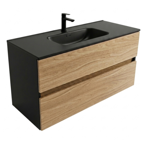 Meuble & lavabo 120cm Kobe, Noir laqué/mat