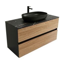 Meuble & lavabo 120cm Kobe, Noir laqué/mat
