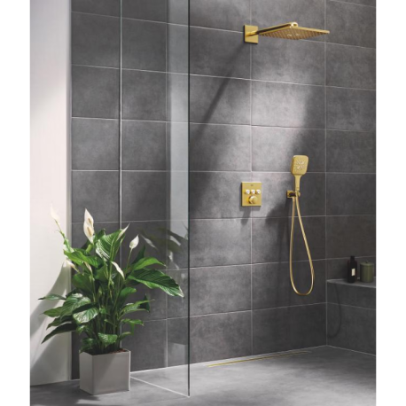 Douche encastrée thermostatique Grotherm Rainshower SmartActive 310 Cube, Cool Sunrise Brossé