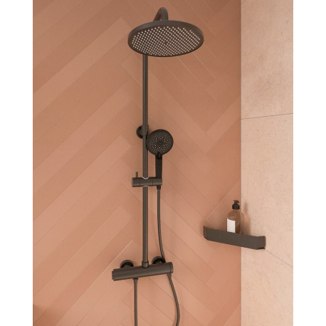 Swiss Aqua Technologies - Colonne de douche avec mitigeur mécanique + Douche de tête 200mm + Douchette 3 jets, Noire ma