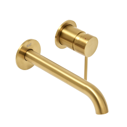 Mitigeur lavabo encastré à levier avec corps d'encastrement Aurum, Or Brossé