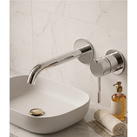 Mitigeur lavabo encastré à levier avec corps d'encastrement Aurum, Or Brossé