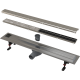 Caniveau de douche avec rebord pour grille double face 650mm