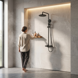 Colonne de douche thermostatique douche de tête ø23,5cm, Chrome