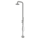 Douche extérieure eau chaude/froide compatible tuyau d'arrosage & rince-pieds, Inox 316L brossé (douche de tête ø250mm)