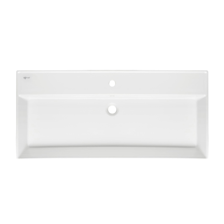 Vasque à poser Infinitio 100x46,5cm avec trou pour robinetterie, Blanc Brillant