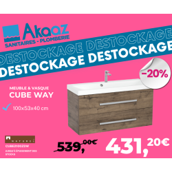 Meuble de salle de bain avec vasque Naturel Cube Way 100x40 cm chêne wellington (CUBE2100ZDW)