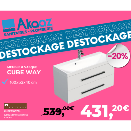 Meuble & lavabo Cube Way 100cm, Blanc