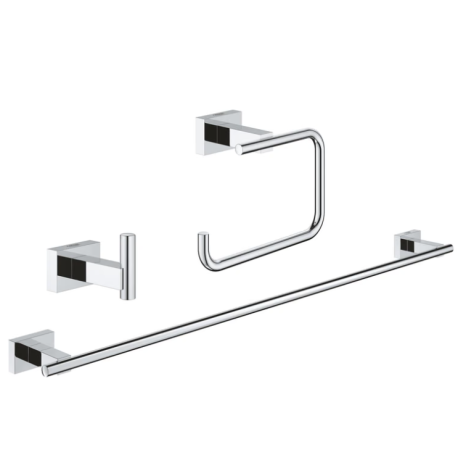 Set accessoires 3 en 1 Essentials Cube, Chrome