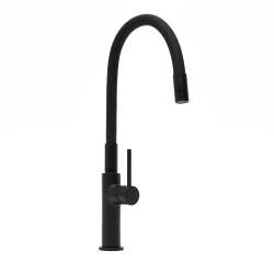 Mitigeur évier, bec flexible silicone, aérateur Neoperl, Noir Mat