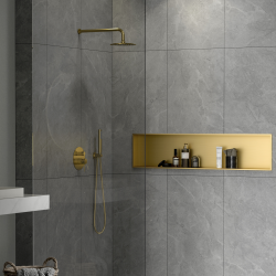 Niche de douche à encastrer inox 12x128cm, Or brossé