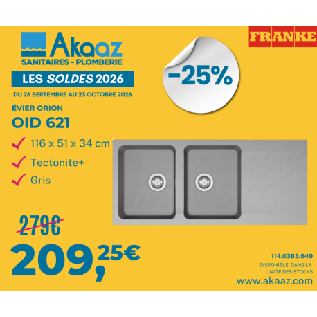 Evier Orion OID 621 Tectonite® Noir 116x51cm