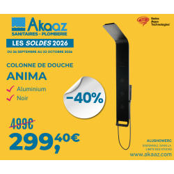 Panneau de douche en alumium noir Anima multi-jets