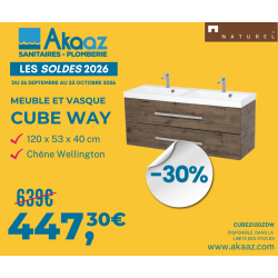 Meuble avec double vasque Naturel Cube Way 120x40 cm, Chêne Wellington