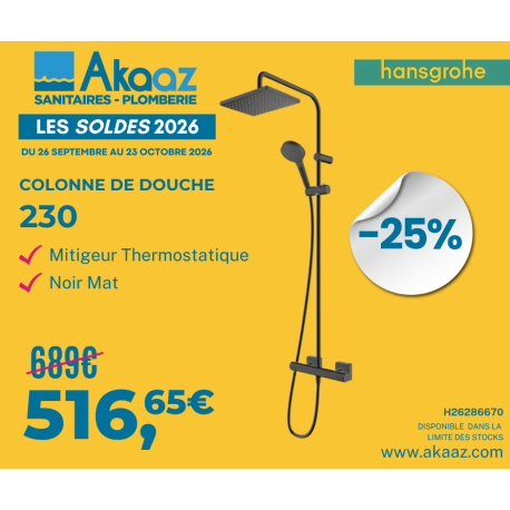 Vernis Shape Colonne de douche 230 1jet avec mitigeur thermostatique, Noir mat (26286670)