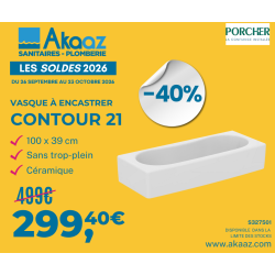 Vasque à encastrer 100 x 39 cm Contour 21 blanc sans trop-plein en céramique