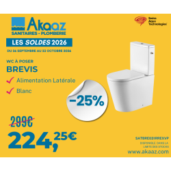 WC à poser Brevis  sans bride + abattant frein de chute, Blanc