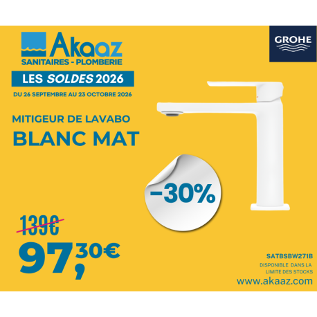 Mitigeur lavabo B-Way, Blanc Mat