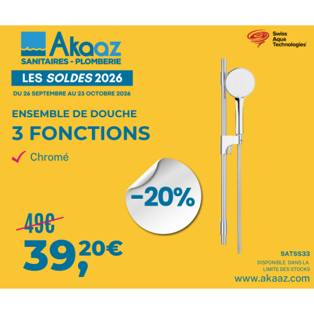 Ensemble de douche 3 fonctions Ø robinetterie, Chrome