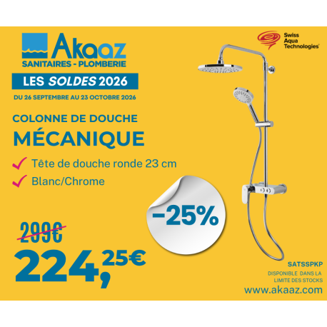 Colonne de douche avec mitigeur mécanique, Blanc/Chrome