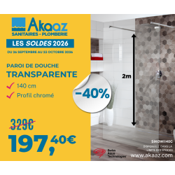 Paroi de douche 140 cm, 8mm d'épaisseur