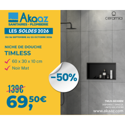 Niche de douche Timless 60x30x10cm, Noir Mat