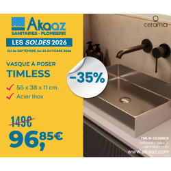 Vasque à poser Timless 55x38x11cm + bonde, acier inox, Chrome Brossé