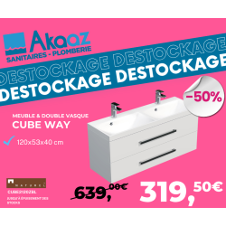 Meuble de salle de bain avec double vasque Naturel Cube Way 120x40 cm blanc brillant (CUBE2120ZBL)