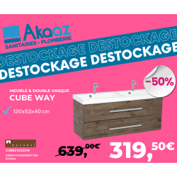 Meuble avec double vasque Naturel Cube Way 120x40 cm, Chêne Wellington
