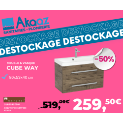 Meuble de salle de bain avec vasque Naturel Cube Way 80x40 cm chêne wellington (CUBE280ZDW)