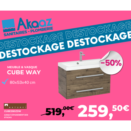 Meuble de salle de bain avec vasque Naturel Cube Way 80x40 cm chêne wellington (CUBE280ZDW)