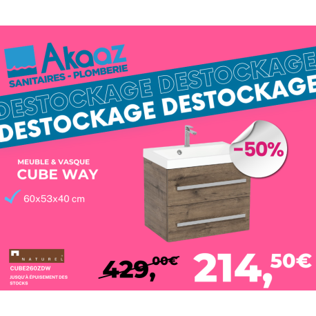 Meuble de salle de bain avec vasque Naturel Cube Way 80x40 cm chêne wellington (CUBE280ZDW)