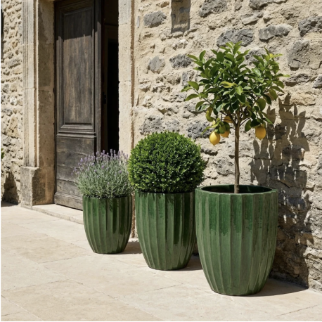 Soucoupe en terre cuite 35cm, Brume de jade