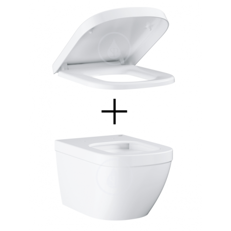 Euro Ceramic Cuvette WC suspendue, blanc alpin + abattant