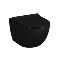 SENTO Cuvette noire mat RIM-EX (sans bride) et abattant ultra-fin avec frein de chute (7748B083-0075 + 120-083R009)