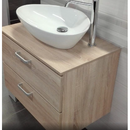 Vario Dekor meuble bois clairs pour vasque à poser, tiroirs bois clairs