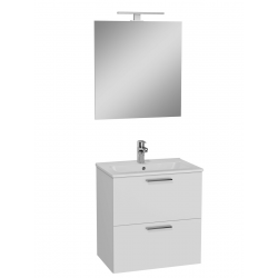 MEUBLE SDB AVEC MIROIR, LAVABO ET LED 59x61x39,5 BLANC