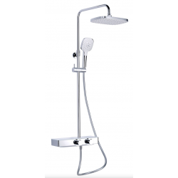Swiss Aqua Technologies colonne de douche avec mitigeur thermostatique et tête de douche XXL 287mm, blanc / chrome