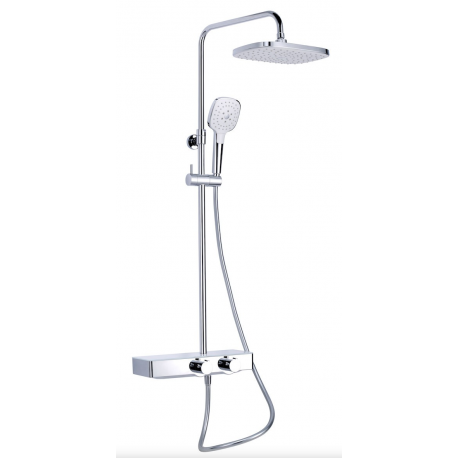 Swiss Aqua Technologies colonne de douche avec mitigeur thermostatique et tête de douche XXL 287mm, blanc / chrome