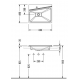 Vasque rectangle asymétrique avec cache bonde rectangle à encastrer 48x60cm
