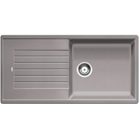 Blanco ZIA XL 6 S - évier composite de granit SILGRANIT PuraDur II, simple bac XL avec égouttoir, couleur aluminium