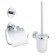 Grohe Essentials Set d’accessoires 3 en 1 : Patère murale + Brosse WC et support + Support papier-toilette, chrome