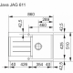 Java - JAG 611-86 Fragranit+Blanc Graphit Evier 860x510 mm (114.0120.149)