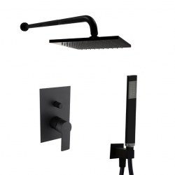 by Paffoni Set de douche tout en 1 avec douche de tête 20cm + Douchette 1 jet, Noir mat